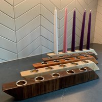 Advents Kerzenhalter - 5 Spitzkerzen Minimalistisch Und Modern Sechs Holzarten von TheKnottyDane