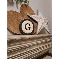 15cm Rund Buchstabe G Schild, Monogramm, Initiale, Wandkunst, Home Decor, Rustikale Buchstaben, Alle Buchstaben Verfügbar, Leichte Not von TheLetterHouseUK