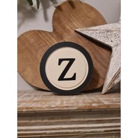 15cm Rund Buchstabe Z Schild, Monogramm, Initiale, Wandkunst, Home Dekor, Rustikale Buchstaben, Alle Buchstaben Verfügbar, Leichte Not von TheLetterHouseUK