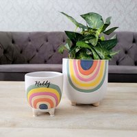 Personalisierter Steingut-Regenbogen-Blumentopf Mit Beinen - Boho-Dekor von TheLetteringStudio