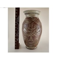 Große Keramik Vase | Geschnitzte Dekorative 14 Zoll von TheLevantinePotter