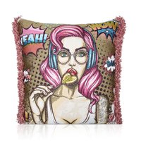 Jacquard Lollipop Mädchen Pink Und Gold Mit Samt Feel Kissen Gefüllt Rosa Ruche 43cm X von TheLightingWarehouse