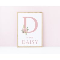 Blumenname Druck, Blumen-Kinderzimmer Drucke Personifizierte Mädchen-Blumen-Schlafzimmer, Blumendekor-Baby-Dusky Rosa Wand-Kunst von TheLittleStagDesigns