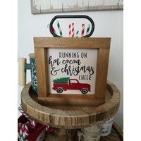 Christmas Cheer Mini Schild 15cm Quadratisch, Rustikal, Bauernhaus, Handgemachte Holzschilder. Gestuftes Tablett Dekor von TheLittleWoodenSign