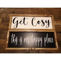 Get Cosy, Gerahmtes Holzschild Home Decor Bauernhaus Rustikal Geschenk/ Schild Uk von TheLittleWoodenSign