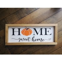 Home Sweet Schild, Halloween, Herbst Gerahmtes Holzschild Wanddeko Bauernhaus Rustikales Geschenk/ Schild Uk von TheLittleWoodenSign