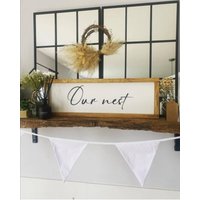 Unser Nest, Willkommensschild, 20x60cm Holzschild Gerahmt, Home Wand Dekor, Geschenk, Geschenk/ Bauernhaus Schild Uk von TheLittleWoodenSign