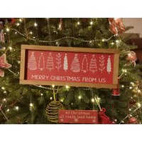 Weihnachtsschild Frohe Weihnachten Von Uns, Gerahmtes Holzschild Home Decor Bauernhaus Rustikal Geschenk/ Schild Uk von TheLittleWoodenSign