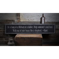 Be A Lamp Zeichen, Rettungsboot Rumi Spirituelles Zeichen Mit Spruch, Benutzerdefiniertes Holzschild - Rustikales Handgefertigtes Holz von TheLiztonSignShop