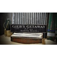 Benutzerdefinierte Beach Getaway Est Date Schild - Rustikale Handgemachte Dekorationen Aus Holz von TheLiztonSignShop