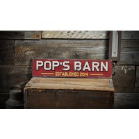 Benutzerdefinierte Pop's Barn Est Date Schild, Scheunenbesitzer Dekor, Dads Scheunendekorationen, Scheunengeschenke - Rustikale Handgemachte von TheLiztonSignShop