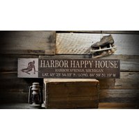Custom Place City State Lat/Long Schild - Rustikale Handgemachte Vintage Dekorationsschilder Aus Holz von TheLiztonSignShop