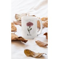 Geburtsmonat Weihnachtsgeschenke Muttertag Blume Nelke Kaffeetasse Teebecher Geburtstagsgeschenk 15Oz von TheLoftyMerchant