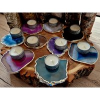 Achatscheiben Teelichthalter Verschiedene Farben von TheMagicRunenShop