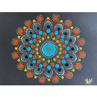 Thanksgiving Splendor Mandala - Original Handgefertigte Wandkunst in Einem 11x15 Schwarzen Metall Schwebenden Rahmen, Wanddekoration, Geschenk von TheMagicalMandala