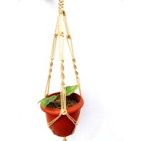 Beige Makramee Pflanze Aufhänger 20 Zoll 3mm Mini Hängen Pflanzer Innen Oder Outdoor-Dekor Blume Topf Wandhängen Muster Geschenkidee von TheMagicalNodules