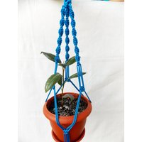 Blauer Makrame Pflanzbügel 18 Zoll 3 Mm Pflanzhalter Hängebauer Hängende Planter Wand Blumentopf Muster Indoor Oder Outdoor von TheMagicalNodules