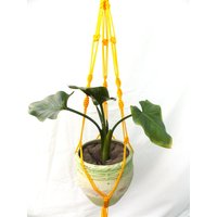 Geschenk-Idee - Hängeampel Gelb Macrame Pflanze Halter 24 Zoll 3mm Indoor Outdoor von TheMagicalNodules
