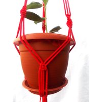 Geschenk-Idee - Indoor Outdoor Hängen Blumentopf Makramee Pflanze Aufhänger 28 Zoll 5mm Rot Stark Dicke Schnur von TheMagicalNodules