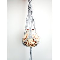 Graue Mini Makramee Pflanze Aufhänger Pflanzenhalter 10 Zoll 3 Mm Hängen Pflanzer Muster Wandbehang Blumentopf Geschenkidee von TheMagicalNodules