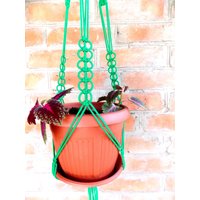 Grün Makramee Pflanze Halter 32 Zoll 3mm - Hängen Blumentopf Aufhänger Wand-Pflanzer Pflanzer Muster Indoor Outdoor von TheMagicalNodules