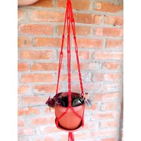 Rot Makramee Pflanze Aufhänger 28 Zoll 3mm - Makramee-Pflanze Halter Hängeampel Wandbehang Pflanzer Muster Indoor Outdoor von TheMagicalNodules