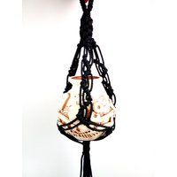 Schwarze Mini Hängen Pflanzer Makramee Pflanzenhalter 10 Zoll 3 Mm Pflanze Aufhänger Wandhängen Blumentopf Pflanzmuster Geschenkidee von TheMagicalNodules