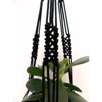 Schwarze Mini Makramee Pflanze Aufhänger 20 Zoll 3mm Hängen Pflanzer Innen Oder Outdoor-Dekor Wandhängen Muster Blumentopf Geschenkidee von TheMagicalNodules