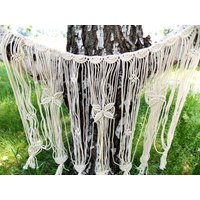 Vorhang Aus Natürlicher Baumwolle, Großes Wandbehang-Dekor, Hochzeit-Quasten-Girlande, Boho-Vorhang, Boho-Girlande, Geschenkidee von TheMagicalNodules