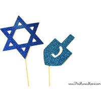 Hanukkah Photo Booth Props - Glitter Foto 2 Stück-Set Glitter Photobooth von TheManicMoose