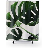 Boho Natur Dusche Vorhang Einzigartige Bad Monstera Deliciosa Pflanze Mama Duschvorhang von TheMellowHippie