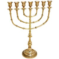 Big Menora Seven Zweige 42 cm Höhe Aus Messing/Kupfer Gefertigt von TheMenorahShop