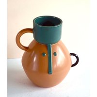 Art Deco Vintage 1930Er-1970Er/1980Er Jahre Italienisch Italien Mod Memphis Milano-Ära Mid-Century Modern Design Hand-Gefertigte Vase Kubistisch von TheMetaphysicalStuff