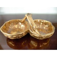 stangl Grenada Gold Doppelschale von TheMidCenturyShop