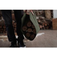 Holzkorb Aus Gewachstem Segeltuch | Canvas Firewood - Feuerholz Und Camping Tote Holz Tragetasche von TheMillStory