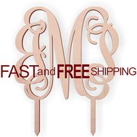 Cake Topper Aus Holz Personalisiertes Monogramm | 5 Inch Rustikal von TheMonogramCorner