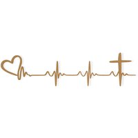 Herzschlag Monitor Herz Und Kreuz Ausgeschnitten, Wand Kunst, Wohnkultur, Wandbehang, Hochwertiger Karton, Fertig Zum Anmalen von TheMonogramCorner