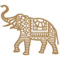 Stammes - Elefant Mit Stoßzähnen, Wandkunst, Wanddekoration, Wandbehang, Aus Hochwertigem Karton Geschnitten, Erhältlich Von 5 Bis 42 Zoll von TheMonogramCorner
