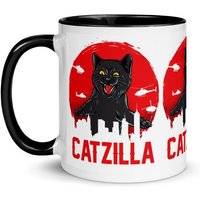 Catzilla Godzilla Lustige Katzentasse, Schwarz Weiß Kaffeetasse, Becher Für Katzenliebhaber von TheMugShopgiftsCo
