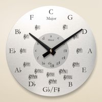 Gebürstete Aluminium Runde Musik Wanduhr, Symbole Uhr, Geschenk Für Musiker, Musiklehrer, Geschenk, Metall, Dekoration von TheMusicStand