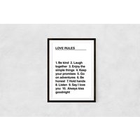 Love Rules Typografie Print Inspirational Home Decor Love Rules Typografie Print Inspirational Home Decor von TheNativeState