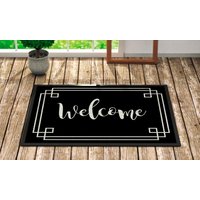Personalisierte Fußmatte Mit Schwarzem Rahmen - Herbst Dekor Monogramm Geschenke Für Sie Geblümt Für Zuhause Im Freien Gast Matte von TheNavyKnot