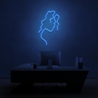 Curly Hair Woman Outline Neon Schild Für Friseur, Schlafzimmer, Büro Wohnzimmer Interior Design Hell von TheNeonLabStore