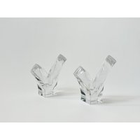 Art Deco Set Mit 2 Mikasa Glas Kristall Kerzenhaltern von TheNostalgiaHaus