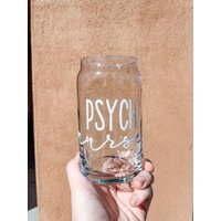 Psych Nurse Iced Coffee Glas Dose | Bierglas Krankenschwester Geschenk Pintglas von TheNursesBoutique