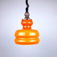 Mid-Century Orange Glas Pendelleuchte Jugoslawien 1970Er Jahre Retro Beleuchtung Space Age von TheOldAtticSI