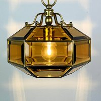 Vintage Diamant Pendellampe Italien 1960Er Jahre Gold Messing Hex Kristall Lampe von TheOldAtticSI