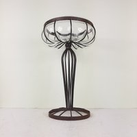 Vintage Glas Metall Vase 1970Er Jahre Jugoslawien Handgemachte Patina Obstvase von TheOldAtticSI