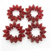 Vintage Frosted Bernstein Seeglas - Blume Perlendraht Servietten Ringhalter 4Er Set von TheOldCuriousitFinds