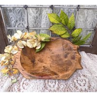 Dunkle Holz Schale, Rustikales Bauernhaus Tischdekor, Mini Geschnitzte Brot Schale A13, Mittelstück Tablett, Dekor von TheOldGrainery